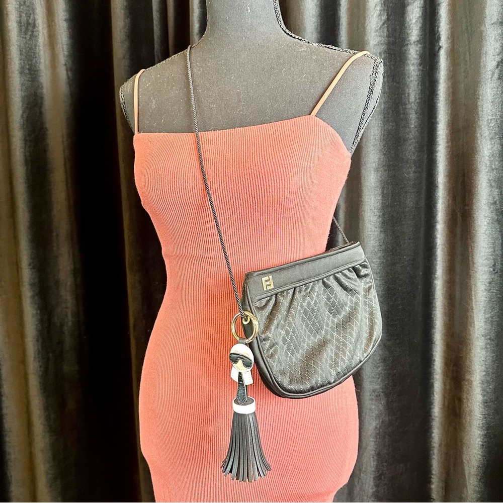 FENDI black crossbody or shoulder bag quilted soft cloth! So cute. “GREAT!” - Picture 3 of 16